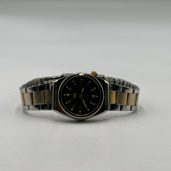 Philip Persio Watch Women Silver Gold Two Tone Black Dial 24MM New Battery 6.5" - Picture 6 of 12